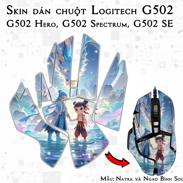 Skin dán chuột Logitech G502 mẫu Natra và Ngao Bính Socute nt19