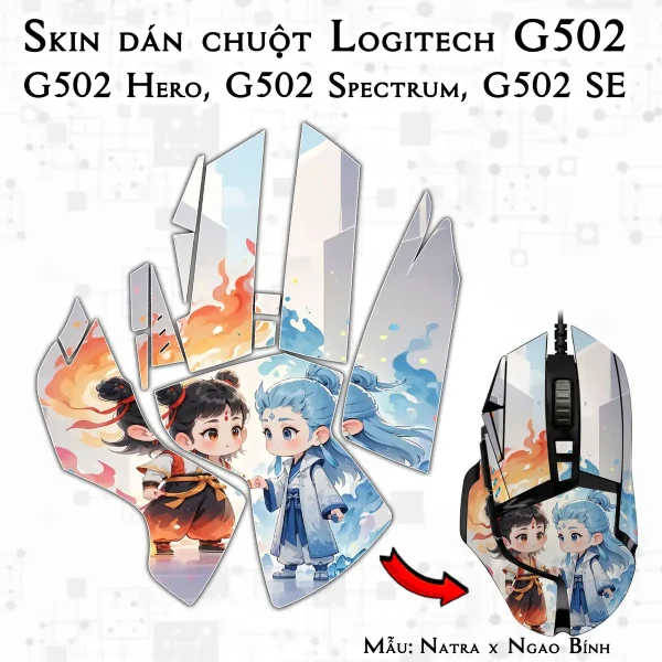 Skin dán chuột Logitech G502 mẫu Natra x Ngao Bính