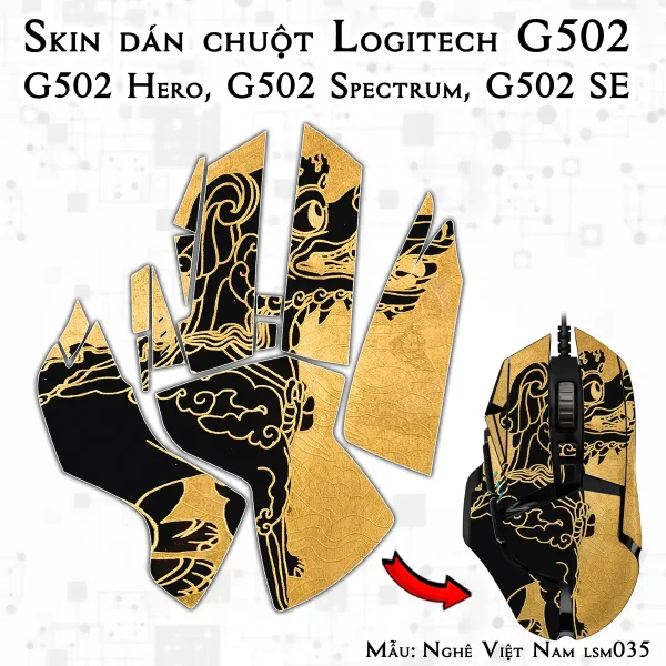 Skin dán chuột Logitech G502 mẫu Nghê Việt Nam lsm035