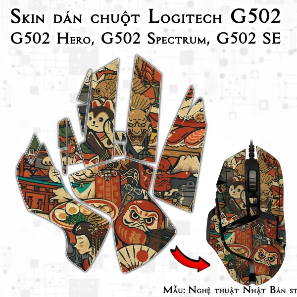 Skin dán chuột Logitech G502 mẫu Nghệ thuật Nhật Bản stb001