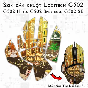 Skin dán chuột Logitech G502 mẫu Nhà Thờ Bưu Điện Sài Gòn Chib008