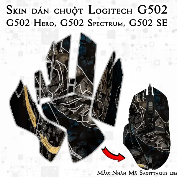 Skin dán chuột Logitech G502 mẫu Nhân Mã Sagittarius lsm036