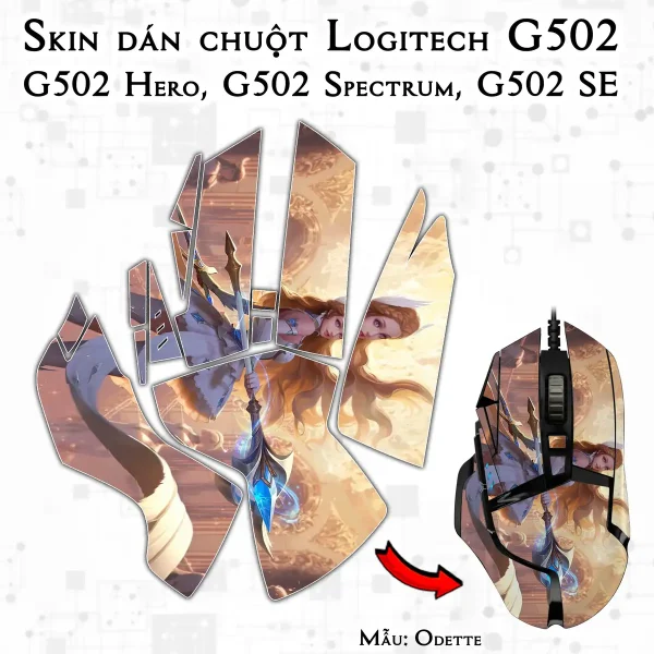 Skin dán chuột Logitech G502 mẫu Odette