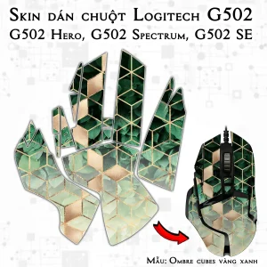 Skin dán chuột Logitech G502 mẫu Ombre cubes vàng xanh