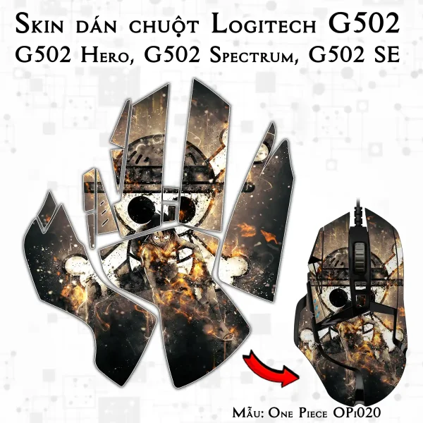 Skin dán chuột Logitech G502 mẫu One Piece OPi020