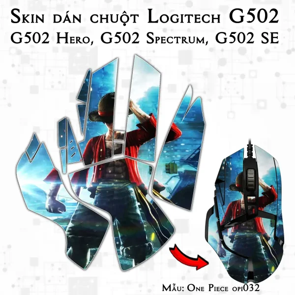 Skin dán chuột Logitech G502 mẫu One Piece opi032