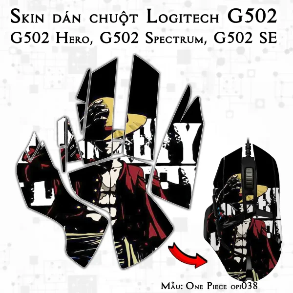 Skin dán chuột Logitech G502 mẫu One Piece opi038