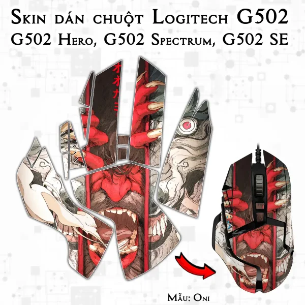 Skin dán chuột Logitech G502 mẫu Oni