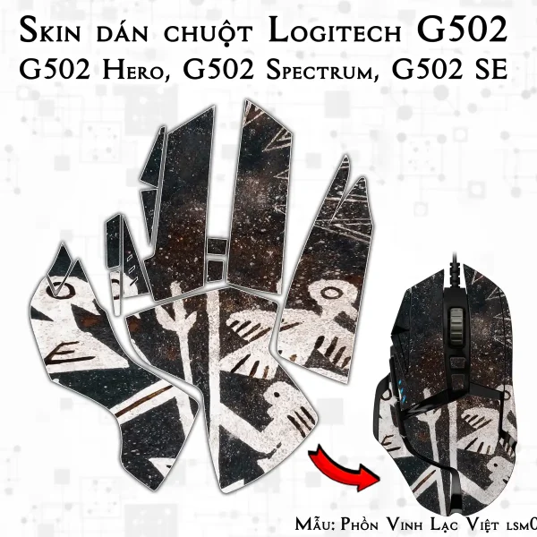 Skin dán chuột Logitech G502 mẫu Phồn Vinh Lạc Việt lsm038