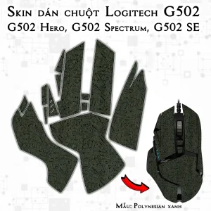 Skin dán chuột Logitech G502 mẫu Polynesian xanh