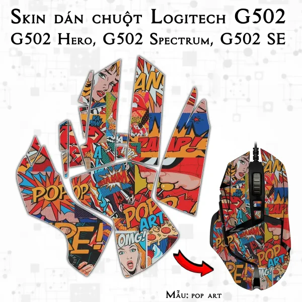 Skin dán chuột Logitech G502 mẫu pop art