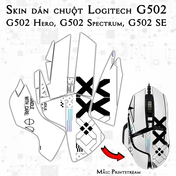 Skin dán chuột Logitech G502 mẫu Printstream