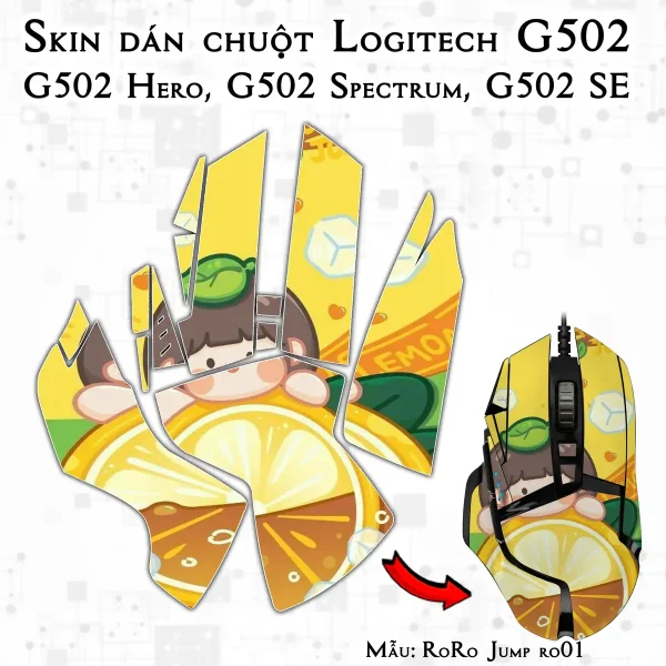 Skin dán chuột Logitech G502 mẫu RoRo Jump ro01