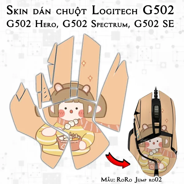 Skin dán chuột Logitech G502 mẫu RoRo Jump ro02