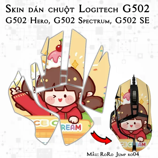 Skin dán chuột Logitech G502 mẫu RoRo Jump ro04