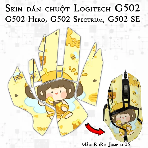 Skin dán chuột Logitech G502 mẫu RoRo Jump ro05