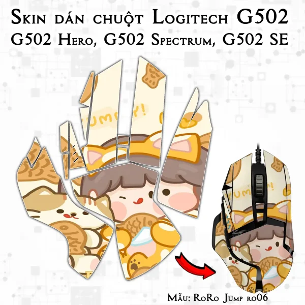 Skin dán chuột Logitech G502 mẫu RoRo Jump ro06