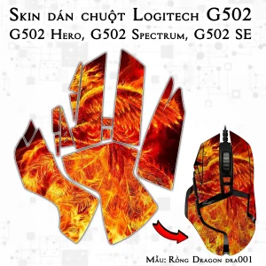 Skin dán chuột Logitech G502 mẫu Rồng Dragon dra001