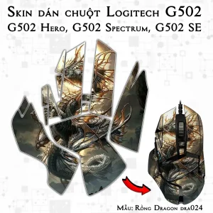 Skin dán chuột Logitech G502 mẫu Rồng Dragon dra024