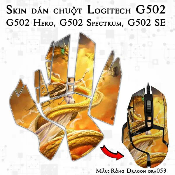 Skin dán chuột Logitech G502 mẫu Rồng Dragon dra053