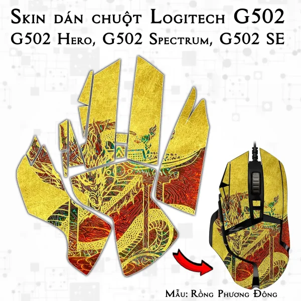 Skin dán chuột Logitech G502 mẫu Rồng Phương Đông