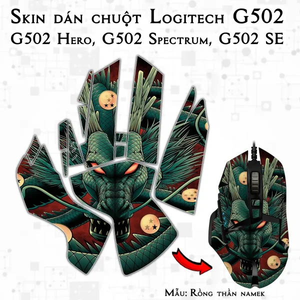 Skin dán chuột Logitech G502 mẫu Rồng thần namek