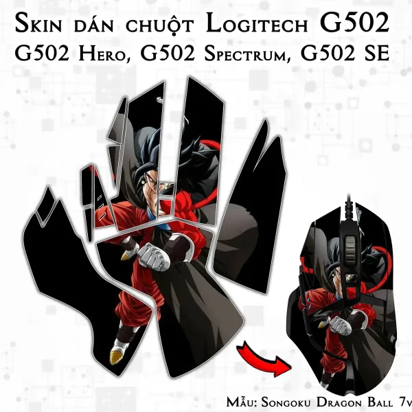 Skin dán chuột Logitech G502 mẫu Songoku Dragon Ball 7vnr002