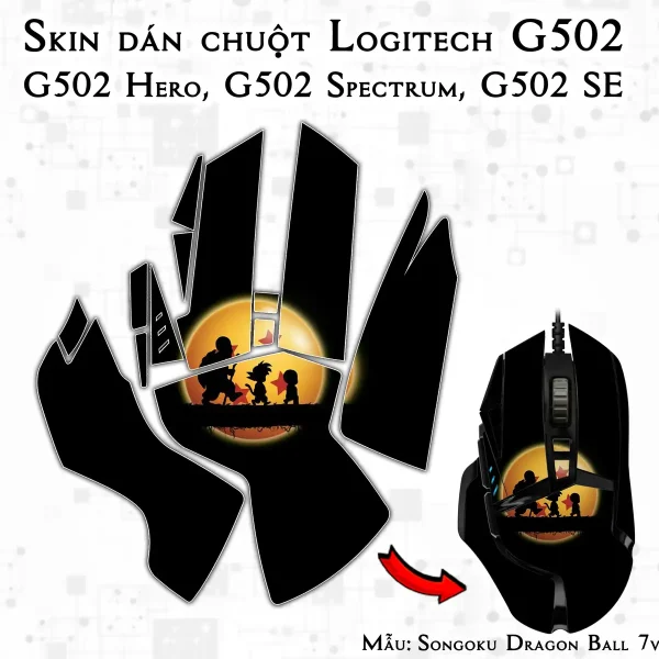 Skin dán chuột Logitech G502 mẫu Songoku Dragon Ball 7vnr006