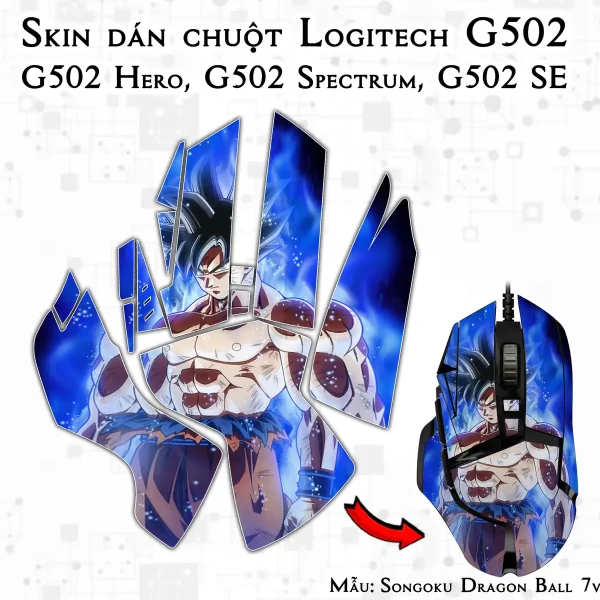 Skin dán chuột Logitech G502 mẫu Songoku Dragon Ball 7vnr008