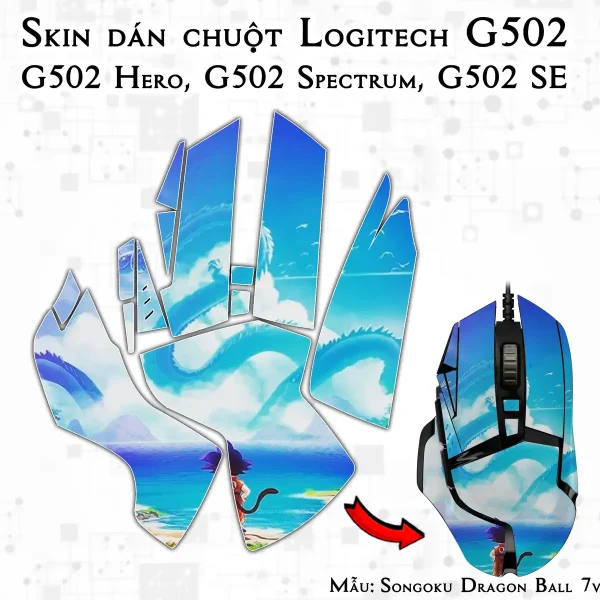 Skin dán chuột Logitech G502 mẫu Songoku Dragon Ball 7vnr009