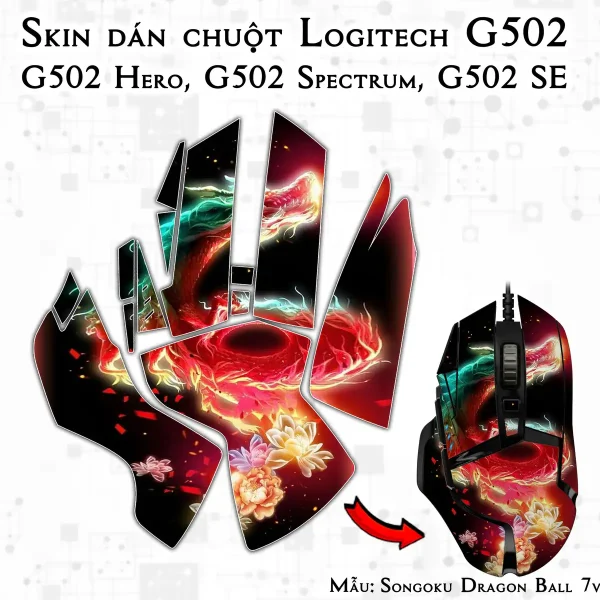 Skin dán chuột Logitech G502 mẫu Songoku Dragon Ball 7vnr016