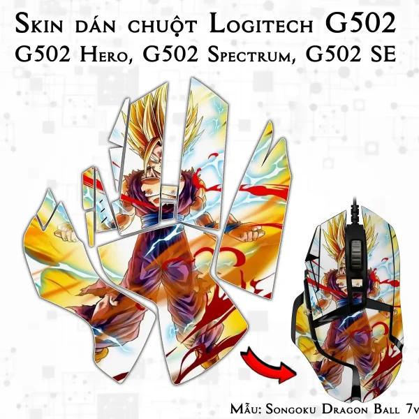 Skin dán chuột Logitech G502 mẫu Songoku Dragon Ball 7vnr018