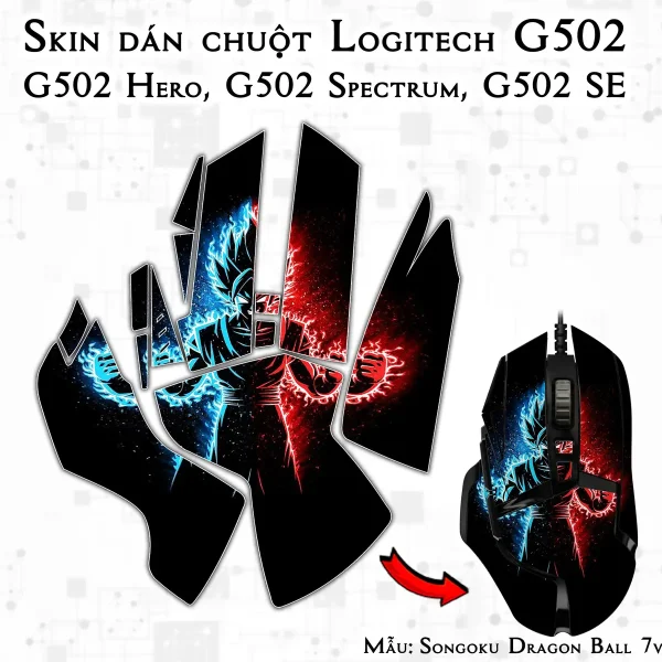 Skin dán chuột Logitech G502 mẫu Songoku Dragon Ball 7vnr020