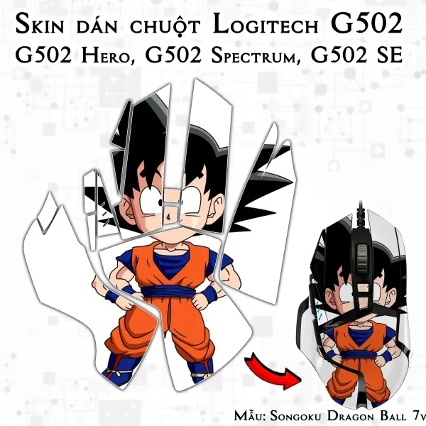 Skin dán chuột Logitech G502 mẫu Songoku Dragon Ball 7vnr022