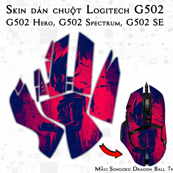 Skin dán chuột Logitech G502 mẫu Songoku Dragon Ball 7vnr023