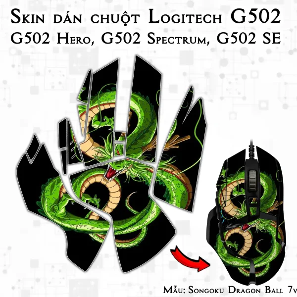 Skin dán chuột Logitech G502 mẫu Songoku Dragon Ball 7vnr024