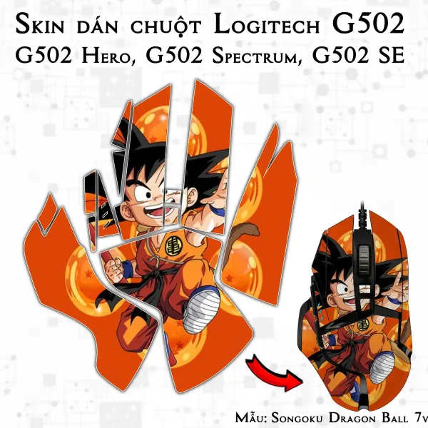 Skin dán chuột Logitech G502 mẫu Songoku Dragon Ball 7vnr027