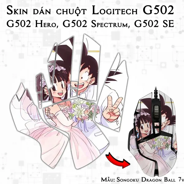 Skin dán chuột Logitech G502 mẫu Songoku Dragon Ball 7vnr028