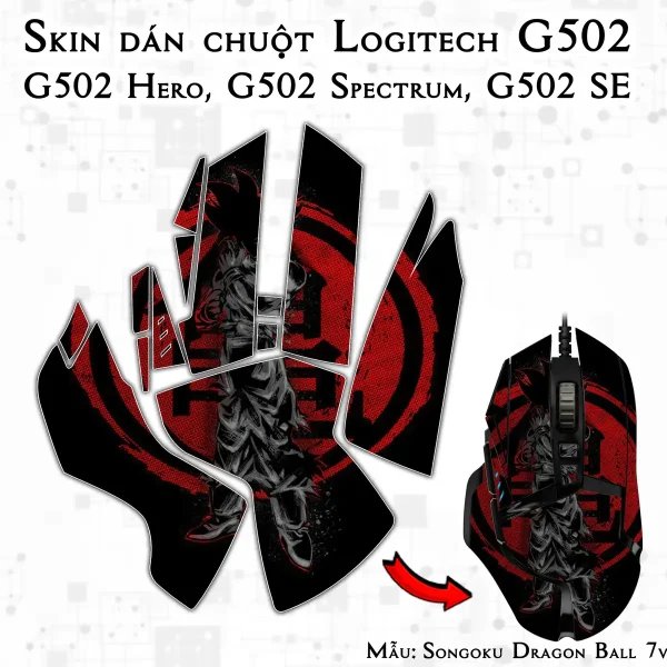 Skin dán chuột Logitech G502 mẫu Songoku Dragon Ball 7vnr031