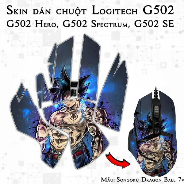 Skin dán chuột Logitech G502 mẫu Songoku Dragon Ball 7vnr033