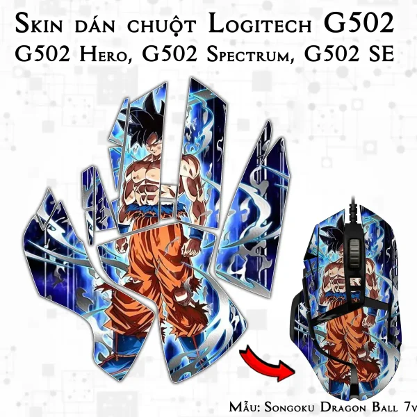 Skin dán chuột Logitech G502 mẫu Songoku Dragon Ball 7vnr035