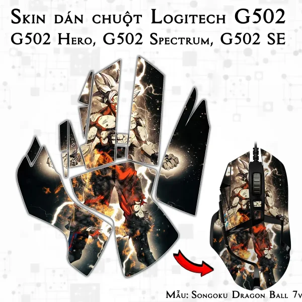 Skin dán chuột Logitech G502 mẫu Songoku Dragon Ball 7vnr037