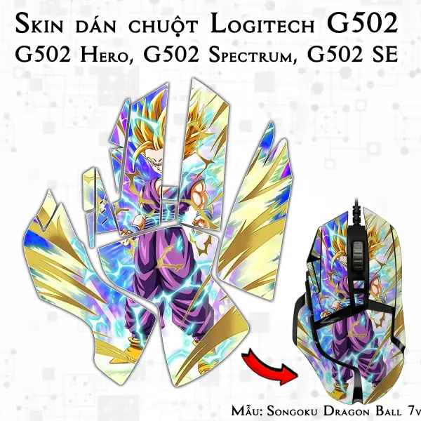 Skin dán chuột Logitech G502 mẫu Songoku Dragon Ball 7vnr041