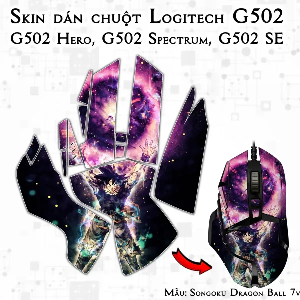 Skin dán chuột Logitech G502 mẫu Songoku Dragon Ball 7vnr093