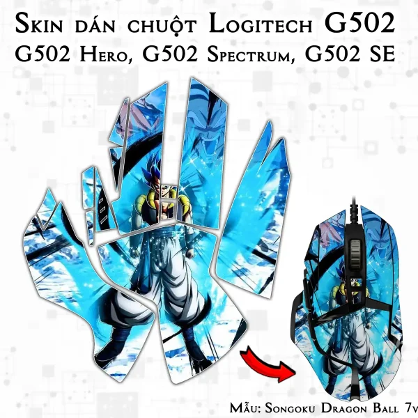 Skin dán chuột Logitech G502 mẫu Songoku Dragon Ball 7vnr094