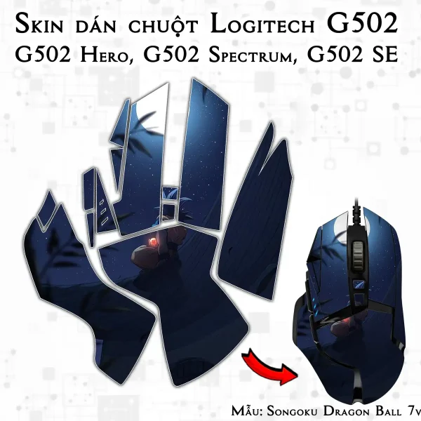 Skin dán chuột Logitech G502 mẫu Songoku Dragon Ball 7vnr096