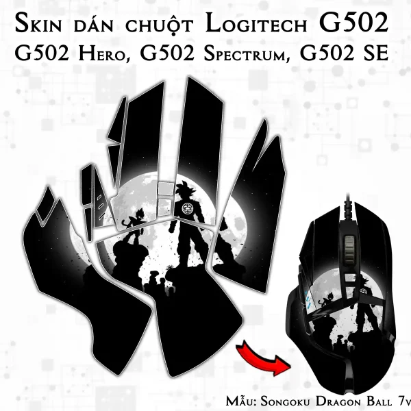 Skin dán chuột Logitech G502 mẫu Songoku Dragon Ball 7vnr097
