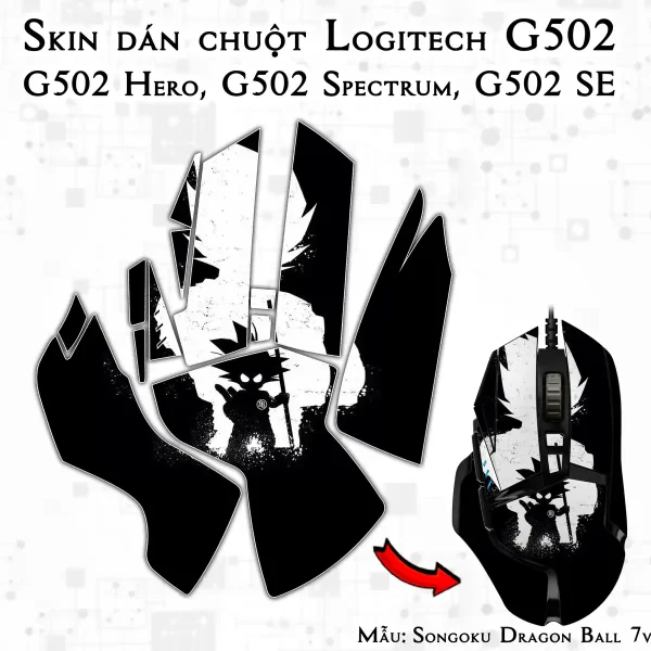 Skin dán chuột Logitech G502 mẫu Songoku Dragon Ball 7vnr098
