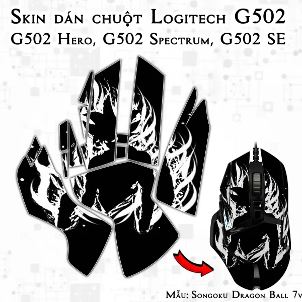 Skin dán chuột Logitech G502 mẫu Songoku Dragon Ball 7vnr099