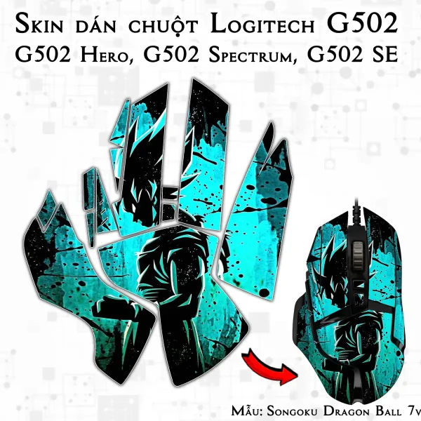 Skin dán chuột Logitech G502 mẫu Songoku Dragon Ball 7vnr100
